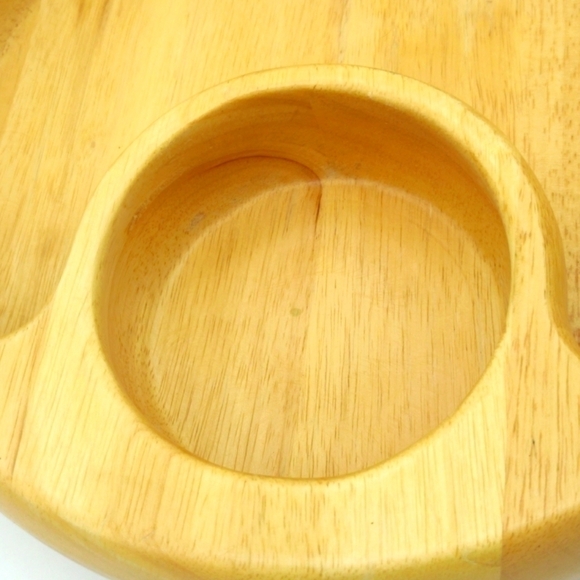 Crate and Barrel Wooden Chip and Dip bowl. - Picture 3 of 8